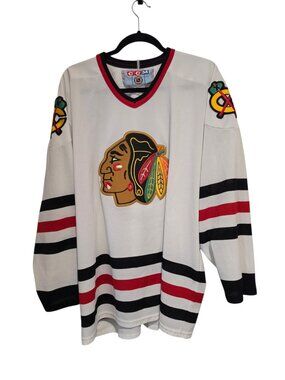 Vintage CCM white Chicago Blackhawks hockey Jersey  Embroidered Size XXL
